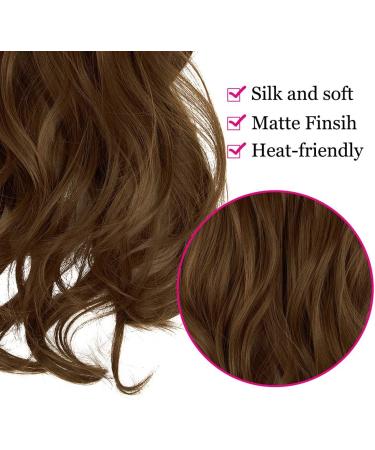 OMGREAT Ombre Halo Hair Extensions 18 Inch Wavy Curly Synthetic Hair - Light Chestnut Brown - Buy Online on GoSupps.com