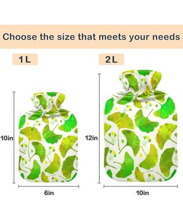 Naanle Hot Water Bottle with Cover - Ginkgo Leaf Design 2L Warmth & Cold Therapy for Back Pain Relief Neck Hand and Feet Warmer - Buy Online on GoSupps.com