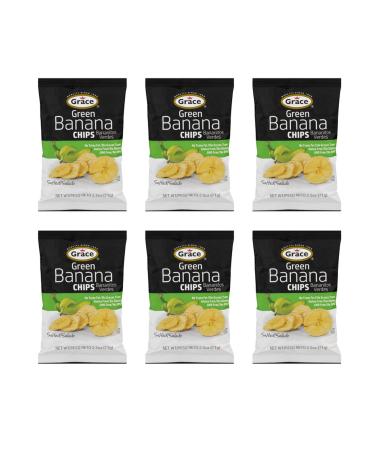 Grace Salted Green Banana Chips 2.5oz - Bananitos Verdes Non-GMO Gluten Free No Trans Fat (6 Packs)