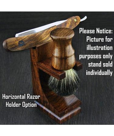 Premium Shaving Razor & Brush Stand - Walnut Finish | Universal Holder - Buy Online on GoSupps.com