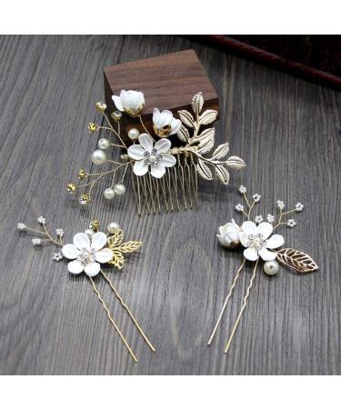 Gold Wedding Hair Comb | Pearl & Rhinestone Bridal Hair Accessories | Elegant Bridal Jewelry for Bride & Bridesmaid - Buy Online on GoSupps.com