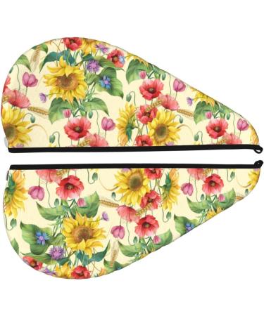 Buy Sunflower Cornflower Poppy Microfiber Hair Towel | Super Absorbent Coral Velvet Quick Dry Wrap for Long Curly & Thick Hair - Ideal for Women - Buy Online on GoSupps.com