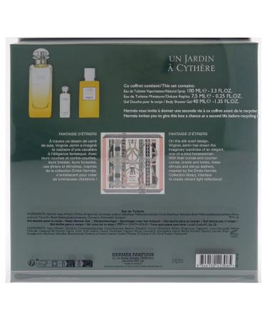 Hermes Un Jardin A Cythere for Unisex - 3 Pc Gift Set 3.3oz EDT Spray 0.25oz EDT Splash 1.35oz Shower Gel 4.9 Fl Oz (Pack of 1) - Buy Online on GoSupps.com