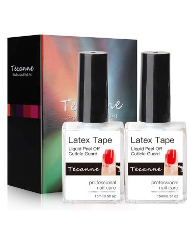 Latex Nail Polish Barrier, 2PCS 15ML Liquid Latex Nail Polish Peel off Base Coat Cuticle Guard for Nail Art Liquid Tape Protector by Tecanne