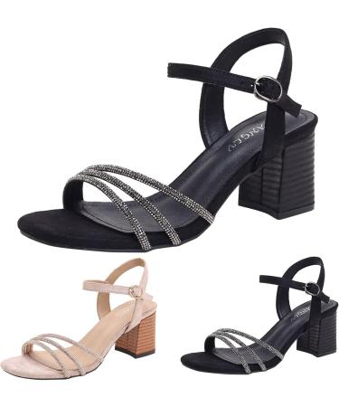 Shop XTZYGLFD Women's Rhinestone Sandals - Comfortable Open Toe Buckle Summer Heels (Size 8 6.5 UK 3X Narrow) - Buy Online on GoSupps.com