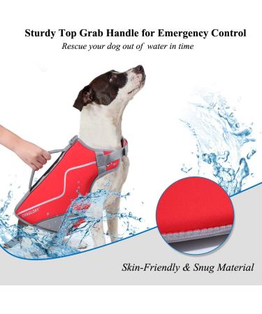 Vivaglory Sporty Dog Security Vest - Durable Neoprene Rescue Vest with Velcro Fastener Comfortable Fit for Medium Dogs (Red 53-64cm Chest) - Buy Online on GoSupps.com