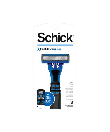 Schick Xtreme 4 Outlast Razor  Schick Xtreme4 Disposable Razors Men, 3 Count (Pack of 1) Black and Blue 3 Count (Pack of 1)