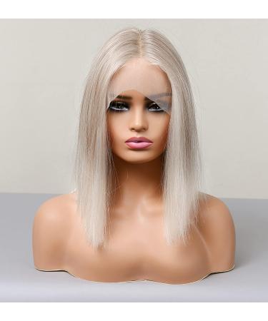 Vebonny R cke Short Lace Front Wig - Brown Ombre Blonde Bob - 12 Inch Artificial Hair Wig with Highlights - #096 - Buy Online on GoSupps.com
