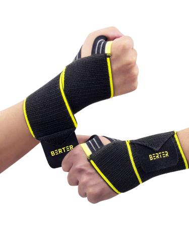 BERTER Wrist Wraps Wrist Brace with Thumb Support Wrist Compression Support Straps for Workouts Gym Weightlifting Powerlifting Men Women (2 Pack)