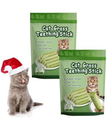 Kittygreen Sticks Kittygreen Cat Grass Teething Stick Cat Grass Chew Sticks for Hairball Removal and Cat Teeth Cleaning Natural Cat Grass Sticks Promotes Digestive & Increases Appetite (12PCS)