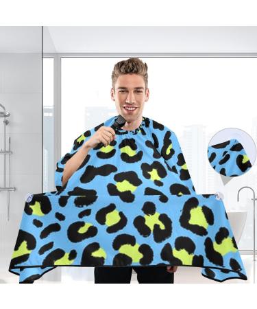 Waterproof Barber Cape - Blue Yellow Leopard Print Hair Cutting Bib for Men & Women | Unisex Cheetah Seamless Pattern Hairdressing Cape - Buy Online on GoSupps.com