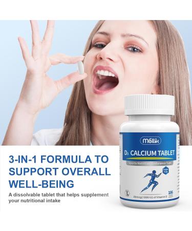 Mellk Calcium-Supplement Vitamin-D3 1200-mg Magnesium-Mini - 186Tablets Unflavored Slow Release Bone Health Women and Men Dietary Supplement Easy to Swallow Sugar Free - Buy Online on GoSupps.com
