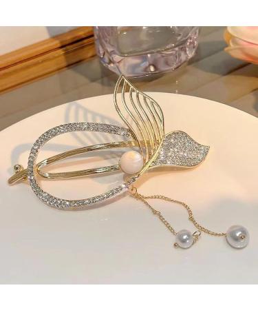 Hair Ornaments Tassel Hairpin with Rhinestones Faux Pearl Fairy Fish Tail Flower Butterfly Design Elegant Hair Clip Women Hair Accessories - Buy Online on GoSupps.com