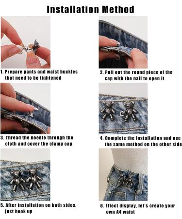 8 Pairs Cute Bear Jeans Button Pins - No Sew Detachable Waist Buckles for Women - Perfect Girl's Gift for Skirts, Pants, and Jeans - Buy Online on GoSupps.com