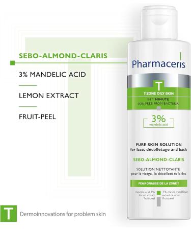 Pharmaceris T Sebo-Almond-Claris Face Cleanser for Acne Skin Back and Neckline Cleanser Bacteriostatic Cleansing Fluid Almond Acid Lemon Extract - 190 ml - Buy Online on GoSupps.com