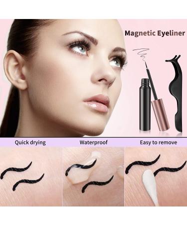 Magnetic Eyelashes Kit with Eyeliner - Natural False Eyelashes, 10 Pairs, Tweezers Included - Buy Online on GoSupps.com