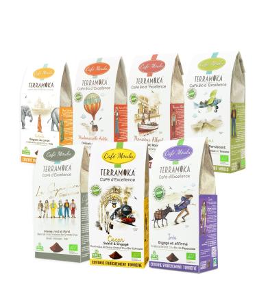 TERRAMOKA - Caf Moulu Bio d excellence - Coffret Cadeau D gustation - Mix 7 Caf Grand Cru - Cafe moulu 1750g (7 * 250g) - Torr fi en France