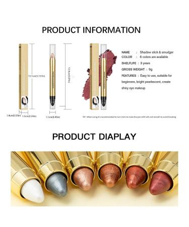 6 Color Neutral eyeshadow stick Pearl Pink Brown | Waterproof & Long Lasting Eye Brightener Stick with Blending Brush | Smoky Metallic Eye Makeup | 1PC 03 - Buy Online on GoSupps.com