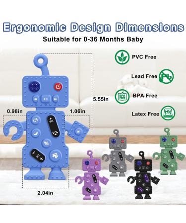 DDMY Sensory Robot Teething Toys (2 Pack) for Babies 0-36 Months - Silicone Toddler Chew Toys - Baby Easter Toy - Teething Pacifiers - Black+Grey - Buy Online on GoSupps.com