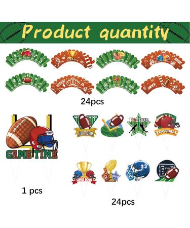 49 Pcs Football Cupcake Topper and Cupcake Wrapper Supplies Sports Game Day SUPER BOWL Sunday Party Decorations - Buy Online on GoSupps.com