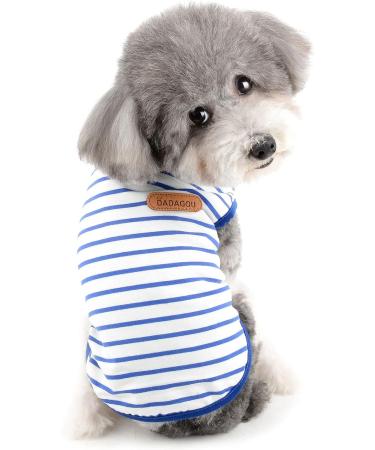 Zweitea Summer Dog Shirts for Small Dogs | Striped Breathable Cotton Tank Tops for Chihuahuas | Soft Pet Clothing in Blue XL - Buy Online on GoSupps.com