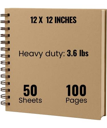 12x12 Large Scrapbook 3.6 LBS Heavy Duty Scrapbook Album | Scrapbook Photo Album | Kraft Hardcover Notebook with 50 Sheet | Use as Photo Album  Baby Book  SketchBook|12x12 Inch 100 Page