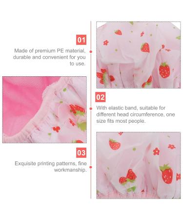 Lurrose Double Layer Waterproof Strawberry Printed Shower Cap - Fast Dry Hair Hat for Home Spa - Buy Online on GoSupps.com