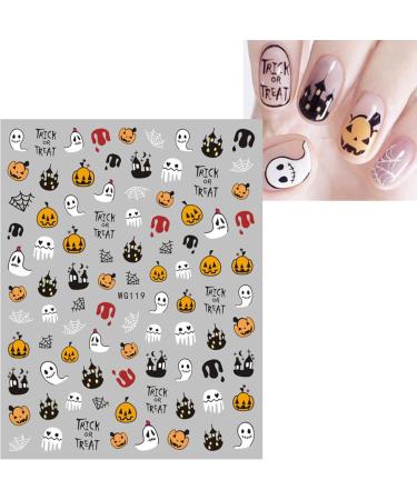 JMEOWIO 8 Sheets Halloween Nail Art Stickers Decals Self-Adhesive Pumpkin Skull Ghost Spider Web Bat Spook Nail Supplies Nail Art Design Decoration Accessories - Buy Online on GoSupps.com