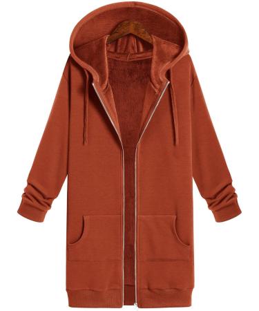 Yihaojia Womens Zip Up Hoodies Mid Length Hooded Sweatshirt Coat for Fall Lightweight Tunic Sweatshirt with Pockets Orange#51 Large - Buy Online on GoSupps.com