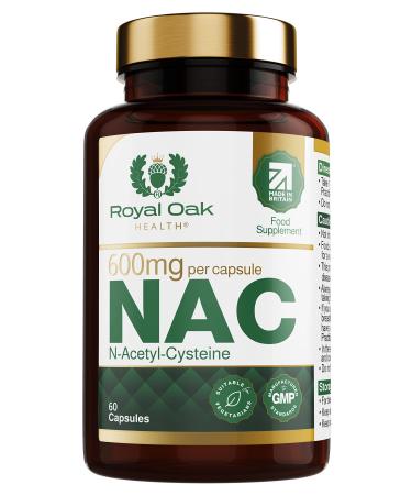 NAC Supplement - nac n-Acetyl-cysteine 600mg with l cysteine - High Bioavailability N Acetyl Cysteine 600mg Made in The UK by Royal Oak Health - 60 Capsules