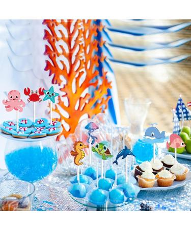 36Pcs Ocean Animal Happy Birthday Cupcake Toppers Under the Sea Animals Baby Shower Cupcake Sticks Ocean Sea Animal Birthday Theme Party Supplies for Baby Boys Girls - Buy Online on GoSupps.com