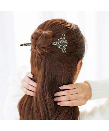 Elegant Benaton 4-Piece Vintage Chinese Hair Needle Set | Antique Bronze Hairpins for Women | Decorative Hairstyle Accessories for Celebrations & Daily Use - Buy Online on GoSupps.com