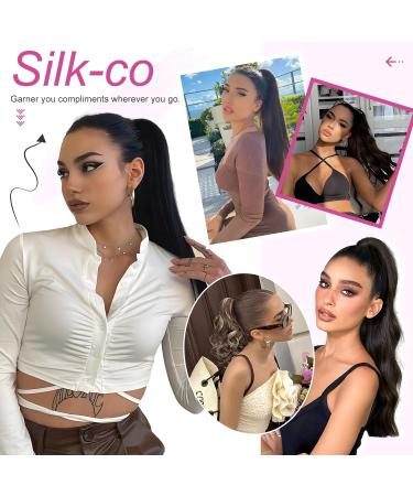 Silk-co 11 Short Curly Ponytail Extension in Medium Blonde - 11 Inch Length | Clip-in Hair Extension for Women - Buy Online on GoSupps.com