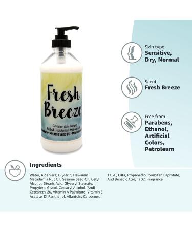 The Lotion Company 24 Hour Skin Therapy Lotion | Full Body Moisturizer, Paraben-Free, Made in USA | Fresh Breeze Fragrance w/ Aloe Vera - 16oz - Buy Online on GoSupps.com