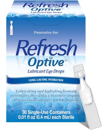 Refresh Optive Lubricant Eye Drops, Preservative-Free, 0.01 Fl Oz Single-Use Containers, 30 Count, Packaging May Vary - Buy Online on GoSupps.com