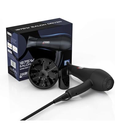 Professional Ionic Infrared Hair Dryer 1875W - Black Blow Dryer with Diffuser & Concentrator for Curly Hair - Buy Online on GoSupps.com