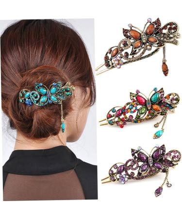 Beaupretty Rhinestone Hair Clips for buns french Crystal hairpin barrettes for women Hairpins sticks Bridal vintage stick for women fork clip Rhinestone Hair Clip - Buy Online on GoSupps.com
