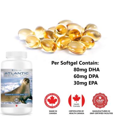 Vital Life Atlantic Seal Oil 500mg * 300 Softgels * 3 Bottles - Natural Rich Source of Omega-3 Fatty Acids & DPA/DHA/EPA for Optimal Health - Better Absorption - Boost Brain Power - Maintain Cardiovascular Health - Lower Cholesterol & Triglyceride - Anti- - Buy Online on GoSupps.com