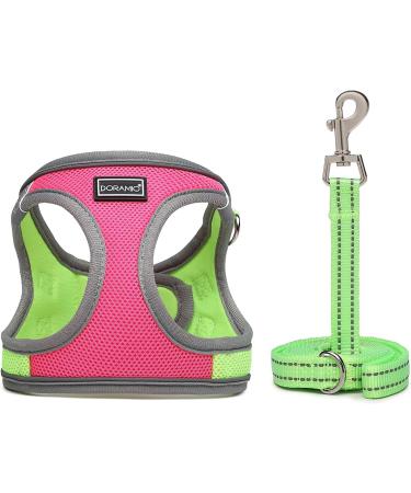 Doramio Dog Harness for Small Dogs - Reflective & Breathable Safety Harness with Leash | Ideal for Dogs & Cats (L Rose Red) - Buy Online on GoSupps.com