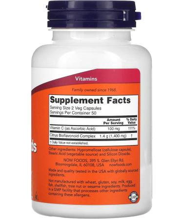 Now Foods Citrus Bioflavonoid Complex 1400mg - 100 Count - Pack of 1 - Buy Online on GoSupps.com