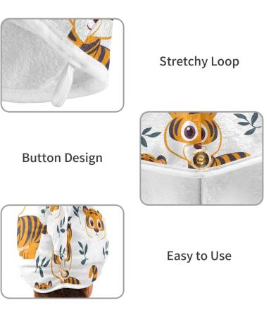 Buy Seamless Cartoon Tiger Hair Towels - Super Absorbent Quick Dry 2 Pack for Women & Girls - Buy Online on GoSupps.com