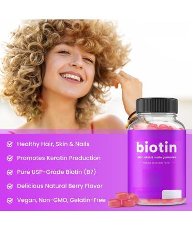 Biotin Gummies Healthy Hair Skin Nails for Women Men Children Vegan Hair Health Vitamin Supplement - Buy Online on GoSupps.com