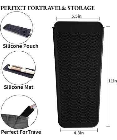 Buy Heat Resistant Hair Iron Mat Pouch - Portable Silicone Travel Mat for Flat & Curling Irons | Black - Buy Online on GoSupps.com