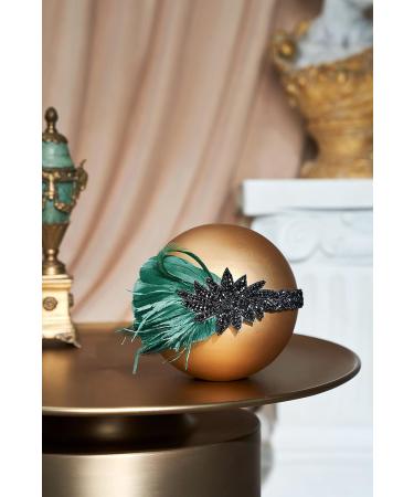 Buy Babeyond Women's 1920s Feder Headband | Flapper Charleston Hair Band | Great Gatsby Dark Green Carnival Costume Accessory - Buy Online on GoSupps.com