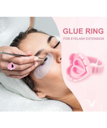 100PCS Disposable Glue Rings for Eyelash Extensions - Heart-Shaped Lash Fan Blossom Supplies - Pink - Buy Online on GoSupps.com