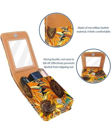 Travel Lipstick Organizer Case | Vintage Sunflower Portable Makeup Bag with Mirror | Ideal Cosmetic Storage for International Shipping - Buy Online on GoSupps.com