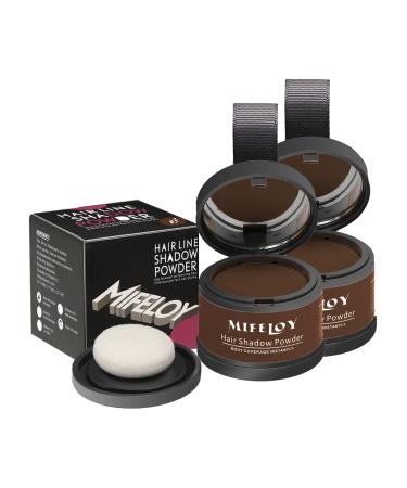 Mifeloy 2 piece of hairline powder with mirror sponge dark brown invisible approach powder immediate effect concealer for hair sealing for women men waterproof hair make-up to base hide