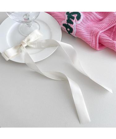 Bow Hair Clips | Silky Satin Hair Bows Hair Clip Ribbon Bow Hair Clips With Long Tail | Hair Bow Barrettes Hair Bow Clips For Women Girls Beige - Buy Online on GoSupps.com