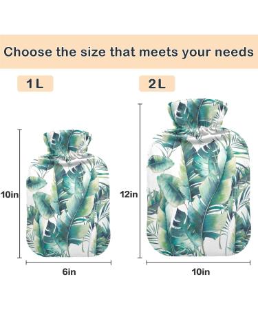 NAANLE 1L Hot Water Bottle with Banana Leaves Cover Pain Relief & Heat Therapy for Cramps Hands & Feet - Buy Online on GoSupps.com