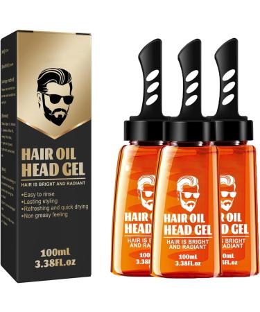 Hair Wax Gel with Comb 2 in 1 Hair Gel with Comb Hair Setting Gel with Dip Comb Men Hair Styling Gel Salon Styling Gel Tool for Men (3PCS)